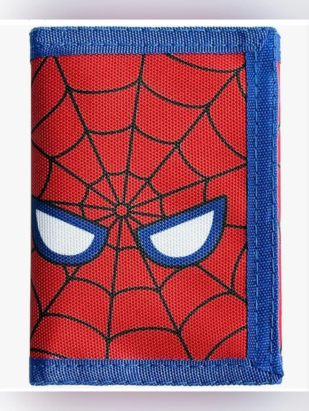 Kids Red Spider-Web Wallet with Blue Trim